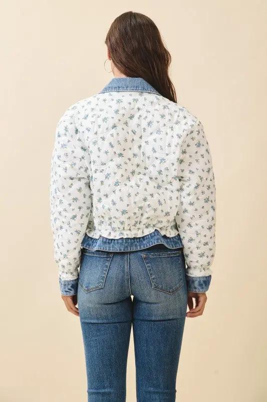 Floral Quilted Denim Trim Jacket | Aemi + Co by Aemi + Co