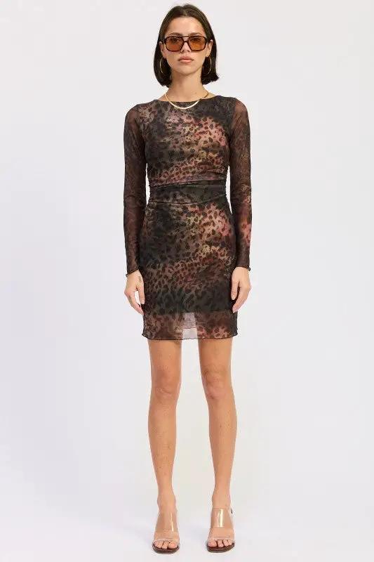 MINI OPEN BACK MESH ANIMAL PRINT DRESS | Emory Park by Emory Park