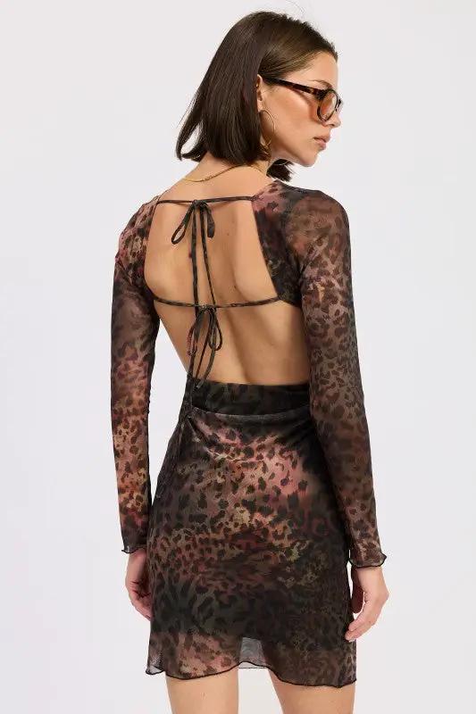MINI OPEN BACK MESH ANIMAL PRINT DRESS | Emory Park by Emory Park
