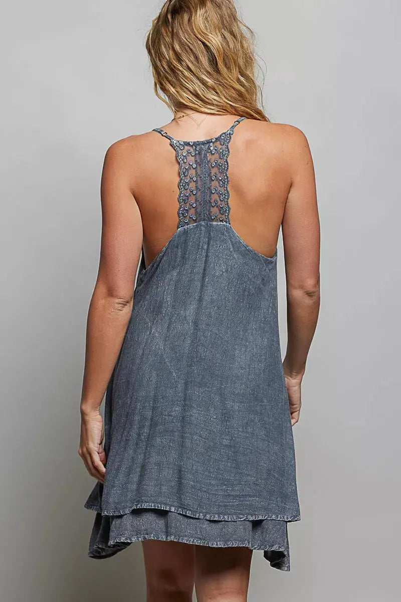 POL Embroidered Adjustable Strap Mini Dress by Trendsi