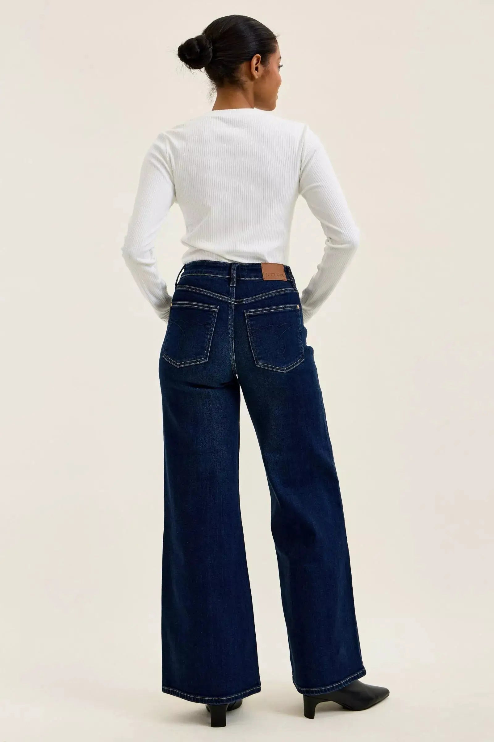 Judy Blue High-Waisted Wide-Leg Dark Wash Jeans by Trendsi
