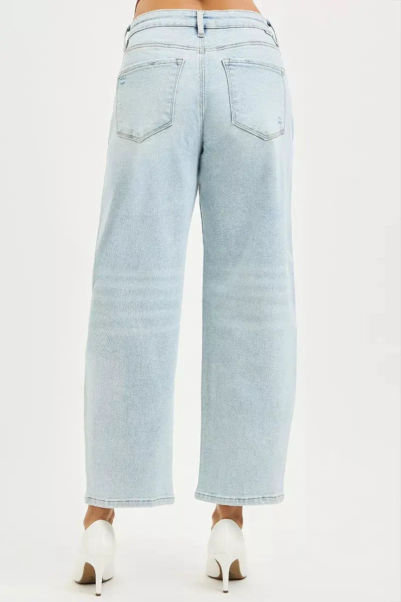 High Rise Crop Barrel Jeans | RISEN by Trendsi