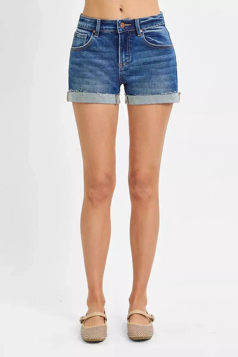 RISEN Low Rise Cuffed Shorts by Trendsi