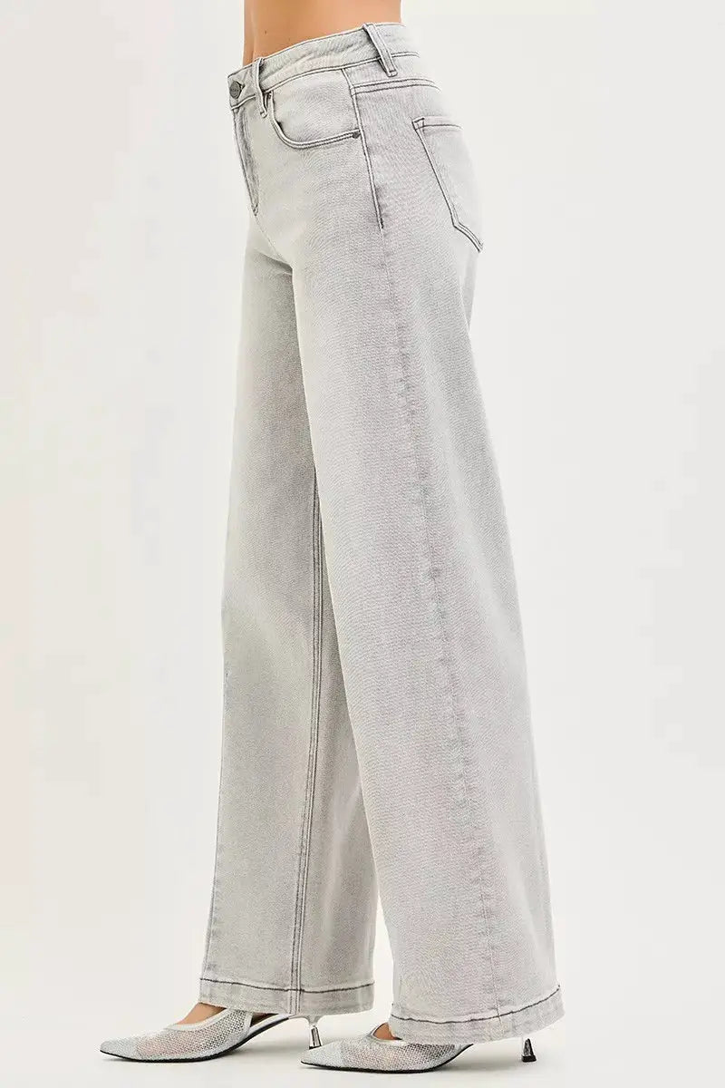 Slouchy Baggy Jeans with Contrast Stitching | RISEN by Trendsi