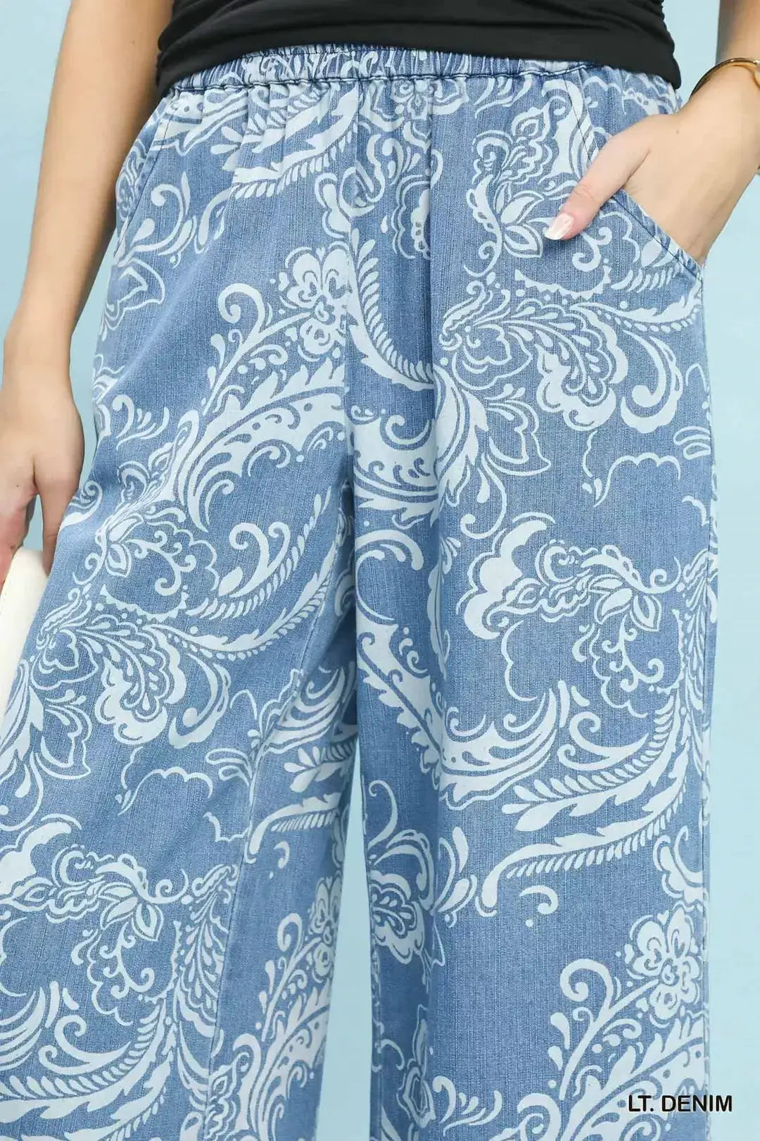 Stone Wash Wide Leg Crop Pants | Umgee by Trendsi