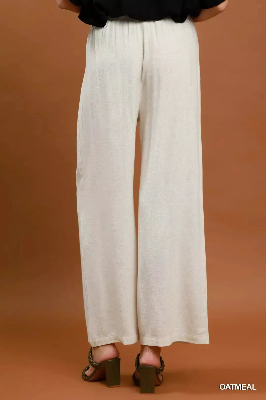 Umgee High Waist Linen Blend Wide Leg Trousers by Trendsi