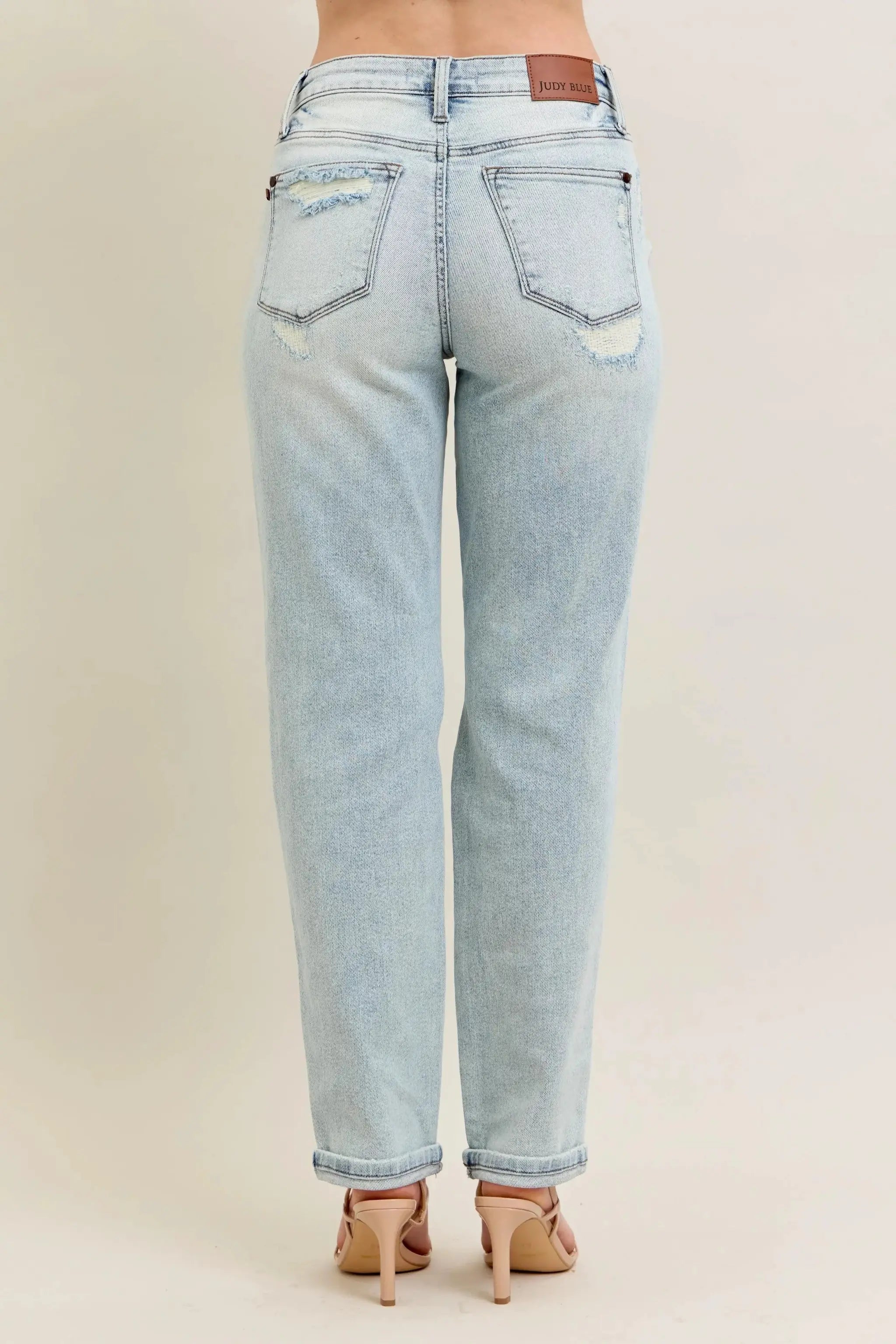 Plus Size Repair Stitch Distressed Boyfriend Jeans | Judy Blue by Trendsi