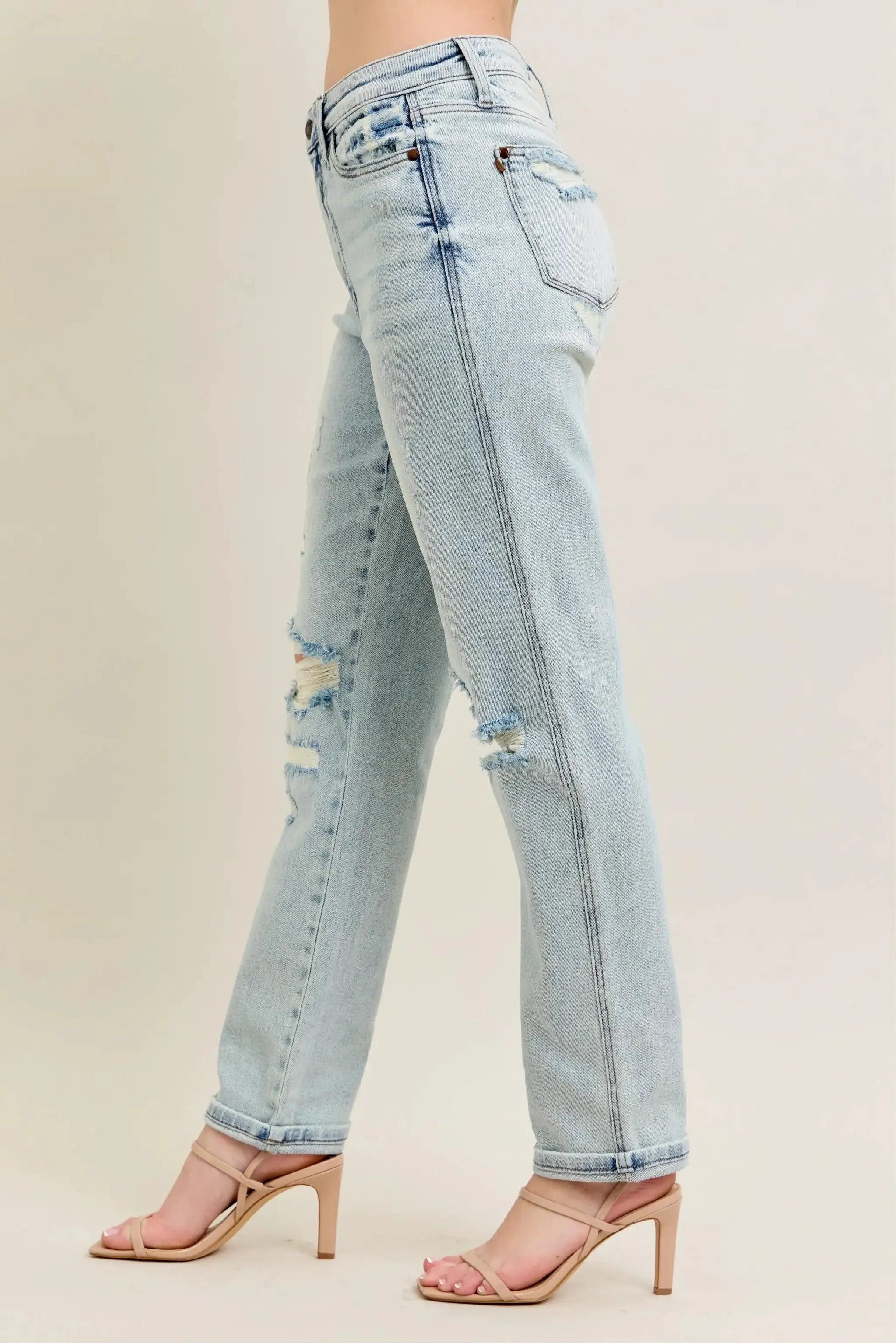 Plus Size Repair Stitch Distressed Boyfriend Jeans | Judy Blue by Trendsi