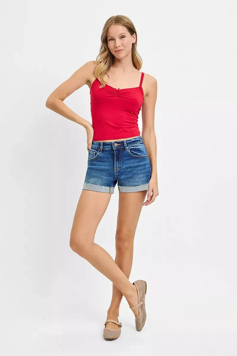 RISEN Low Rise Cuffed Shorts by Trendsi