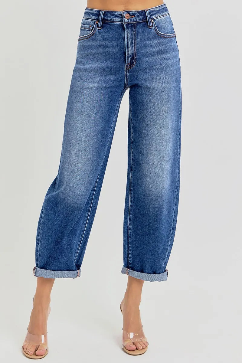Judy Blue plus size high rise denim shorts front view model