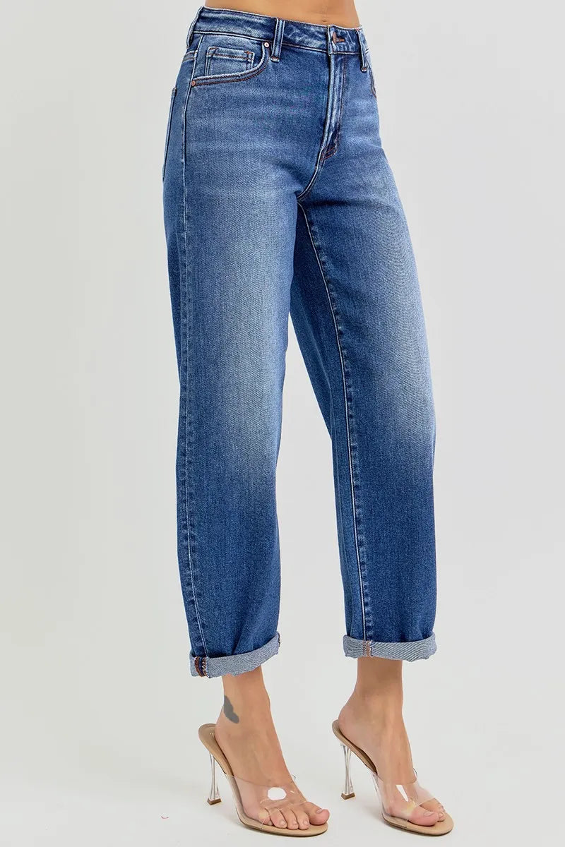 Light wash denim shorts with rolled cuffs