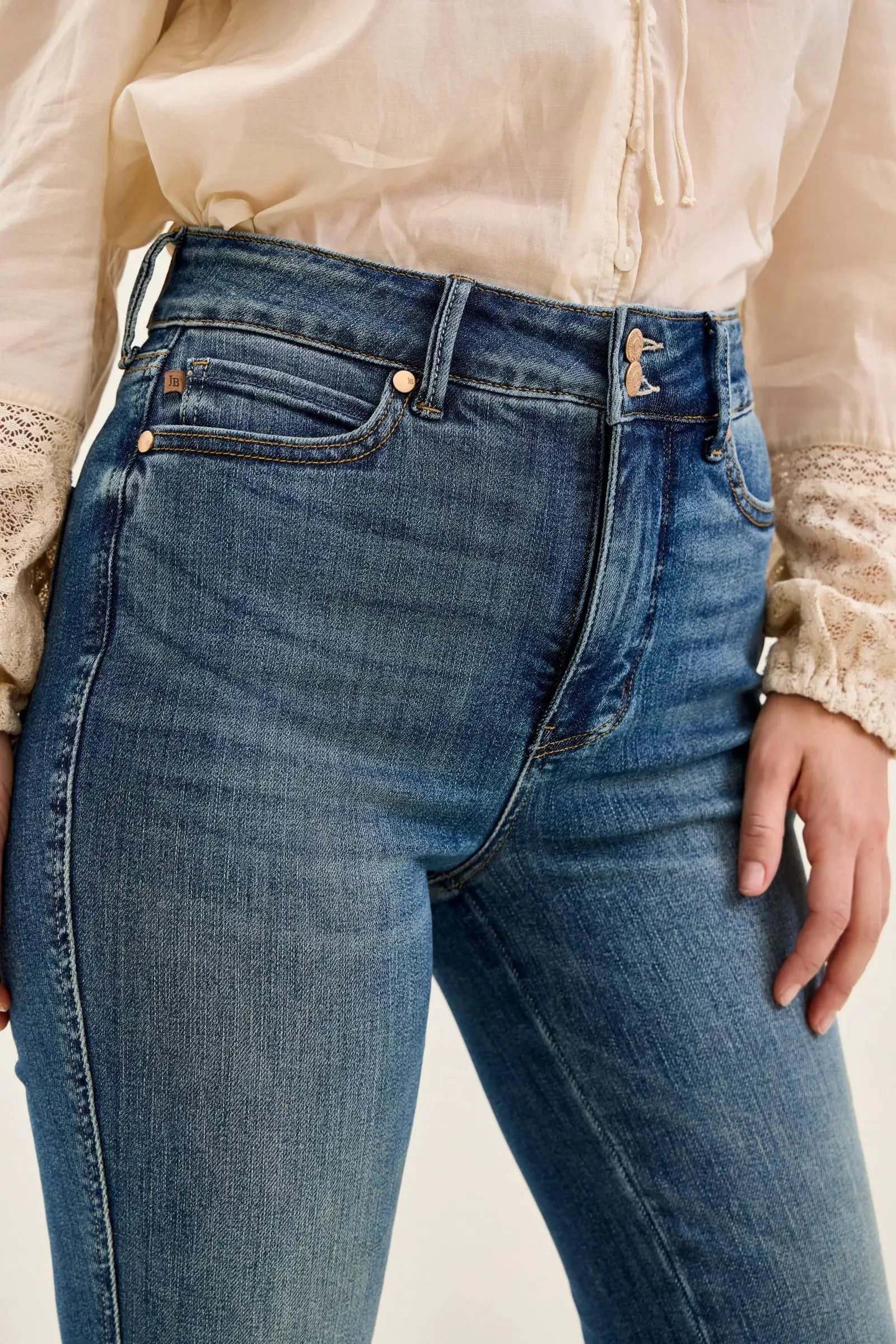 High Waist Double Button Tummy Control Flare Jeans | Judy Blue by Trendsi
