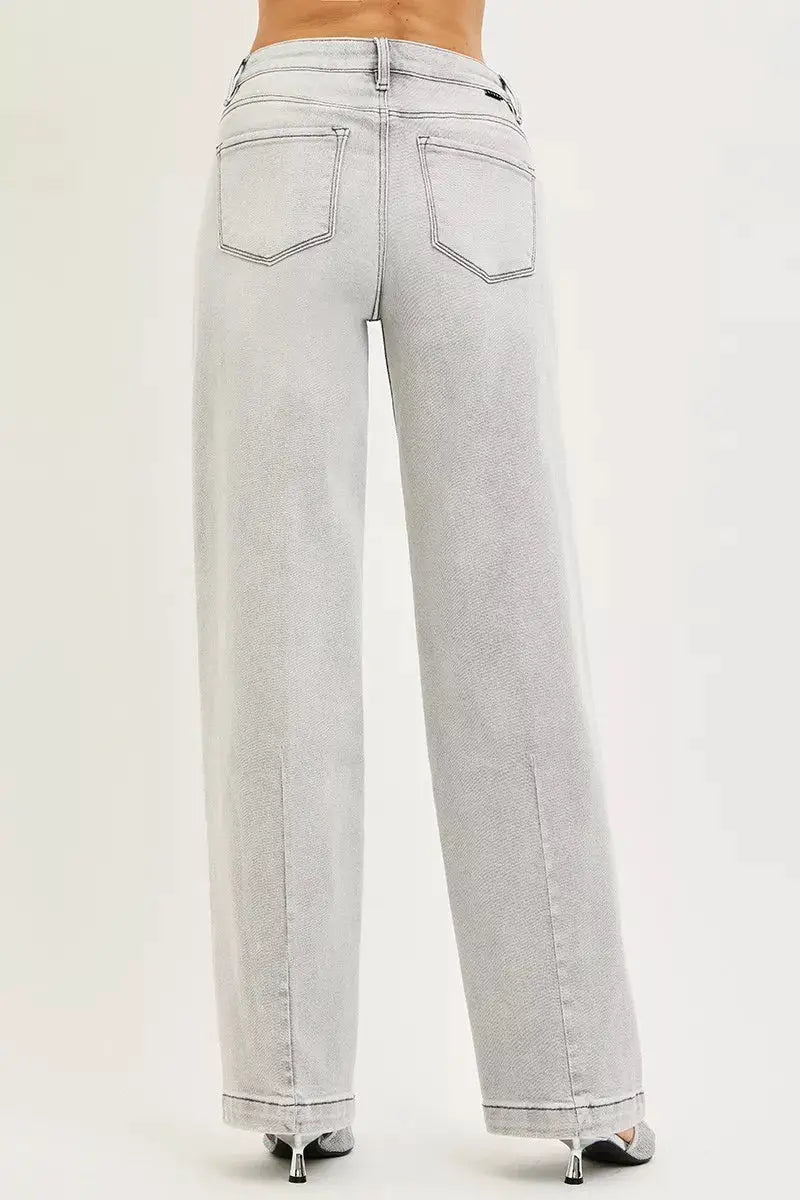 Slouchy Baggy Jeans with Contrast Stitching | RISEN by Trendsi