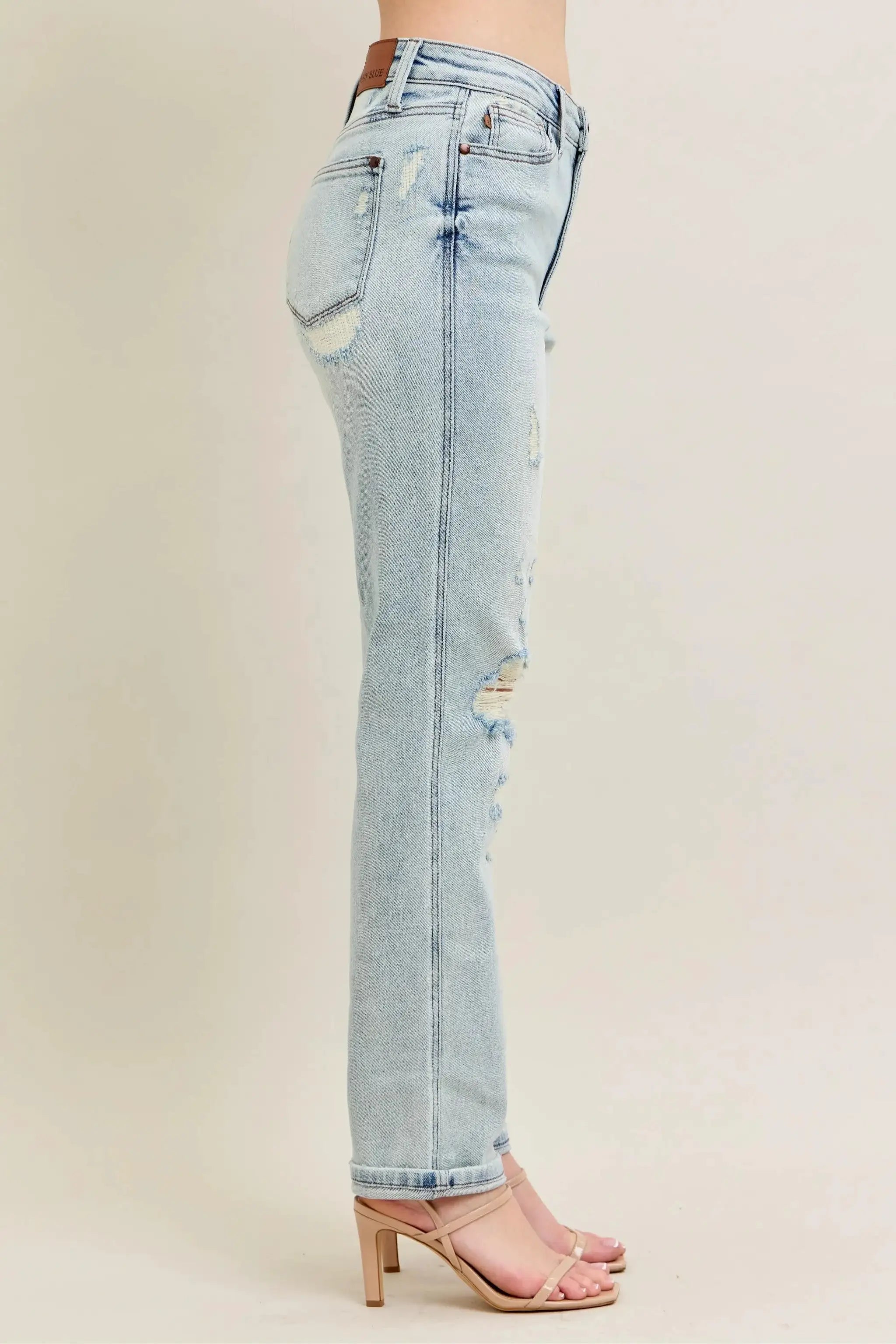 Plus Size Repair Stitch Distressed Boyfriend Jeans | Judy Blue by Trendsi