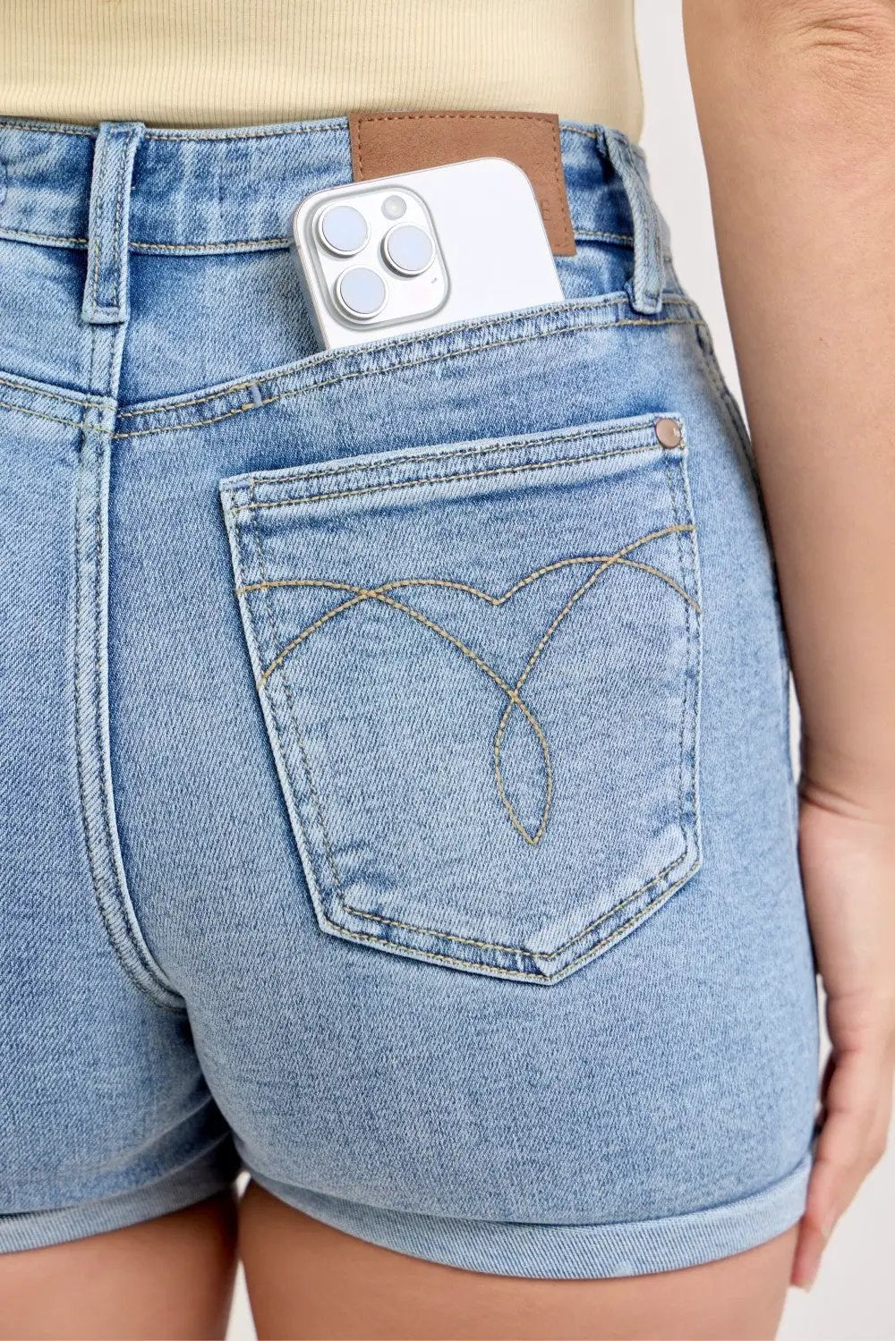 High-Waisted Slim Short with Cell Phone Back Pockets | Judy Blue by Trendsi