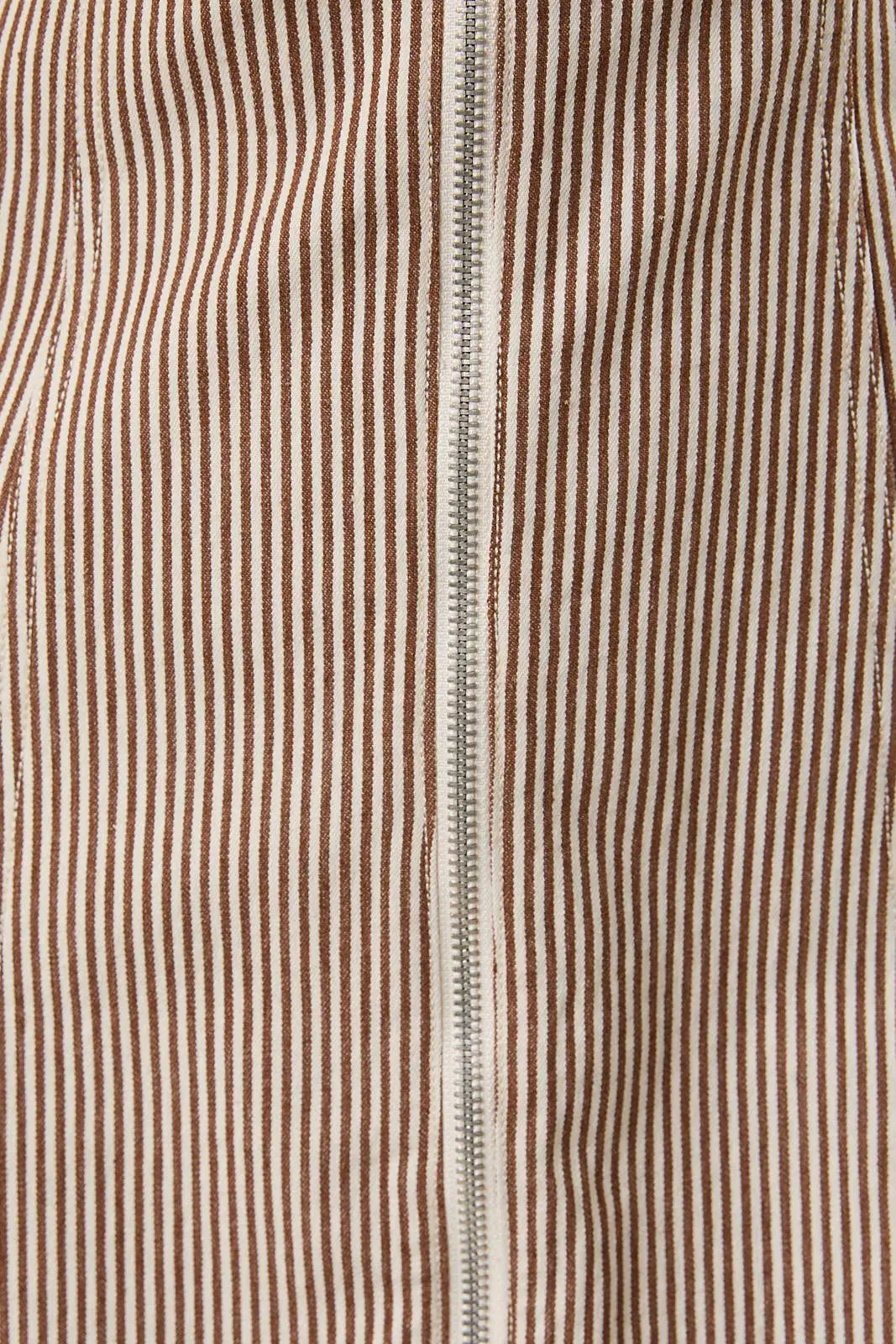 PUFF SLEEVE ZIP FRONT STRIPED DENIM MINI DRESS by Sunday Edition by LE LIS