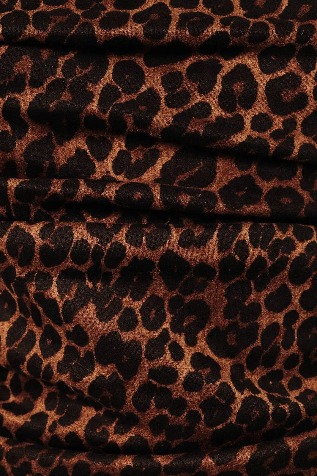 ASYMMETRICAL OFF-SHOULDER RUCHED ANIMAL PRINT KNIT TOP by Sunday Edition by LE LIS