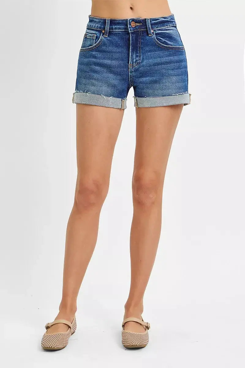 RISEN Low Rise Cuffed Shorts by Trendsi